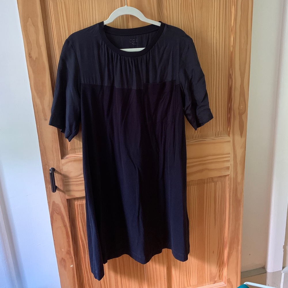 COS cotton T-shirt dress with silk top